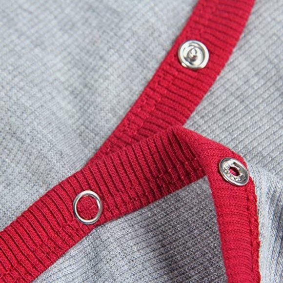 Gray & Red Ribbed One Piece Romper - Picture 5 of 6